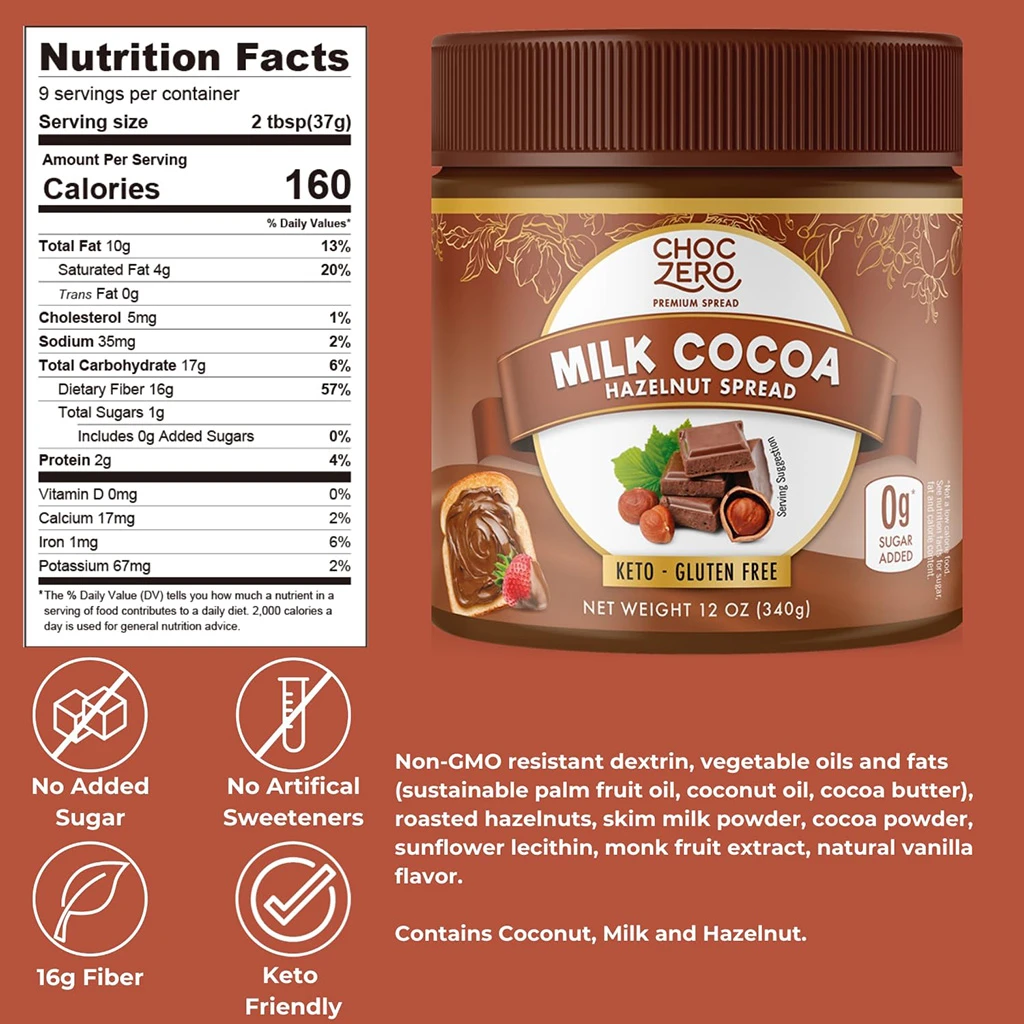 Choczero 無添加糖純素黑朱古力榛子醬 340g Low Carbs Dark Chocolate Nutella